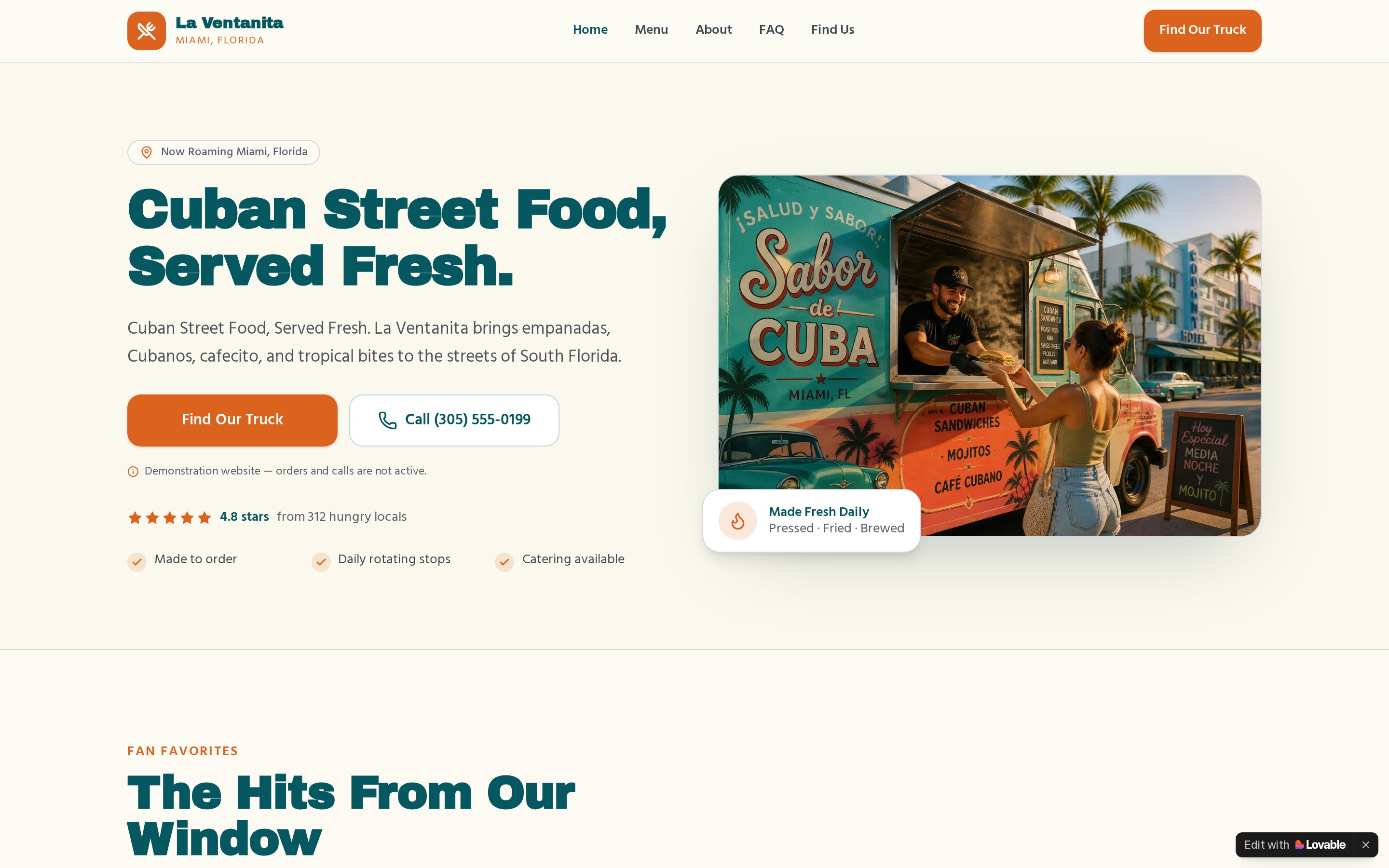 La Ventanita Food Truck website